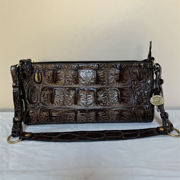 Brahmin Y2K Brown Croc Embossed Leather Shoulder Bag 25th Anniversary Edition - Picture 2 of 13